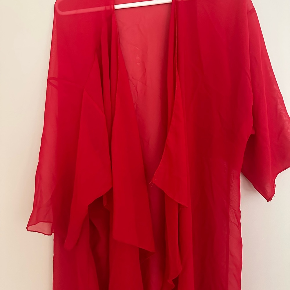 Lularoe Vibrant Red Sheer overlay